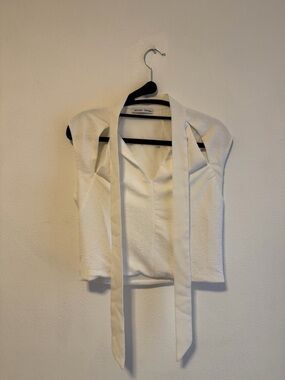 Zara Sleeveless White Tie-Neck Top
